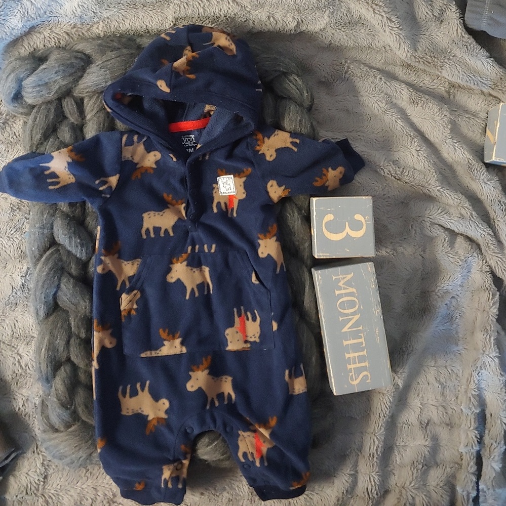 Carter's Fleece Jumpsuit - Holiday Moose